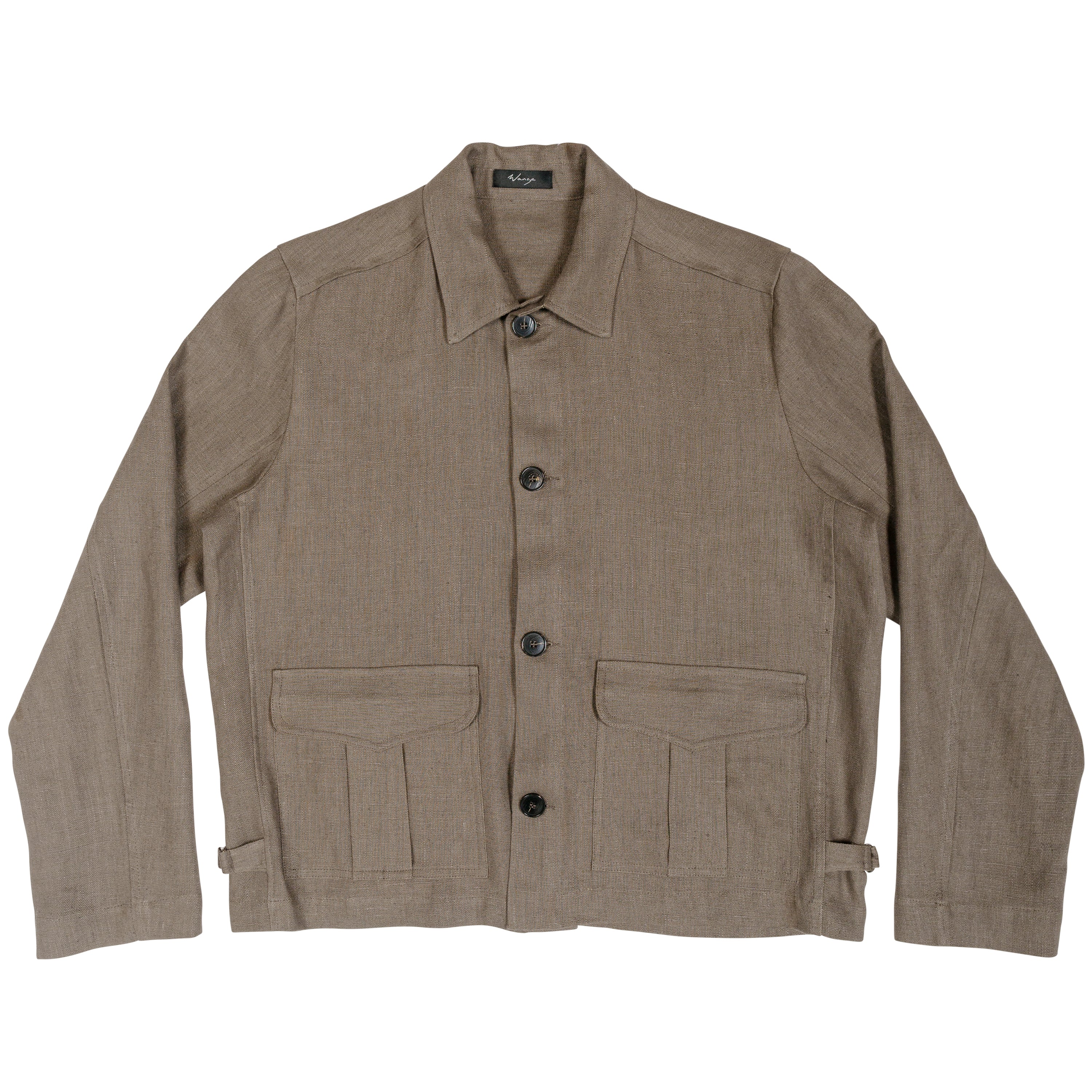 Button Up Blouson Natural Linen Taupe