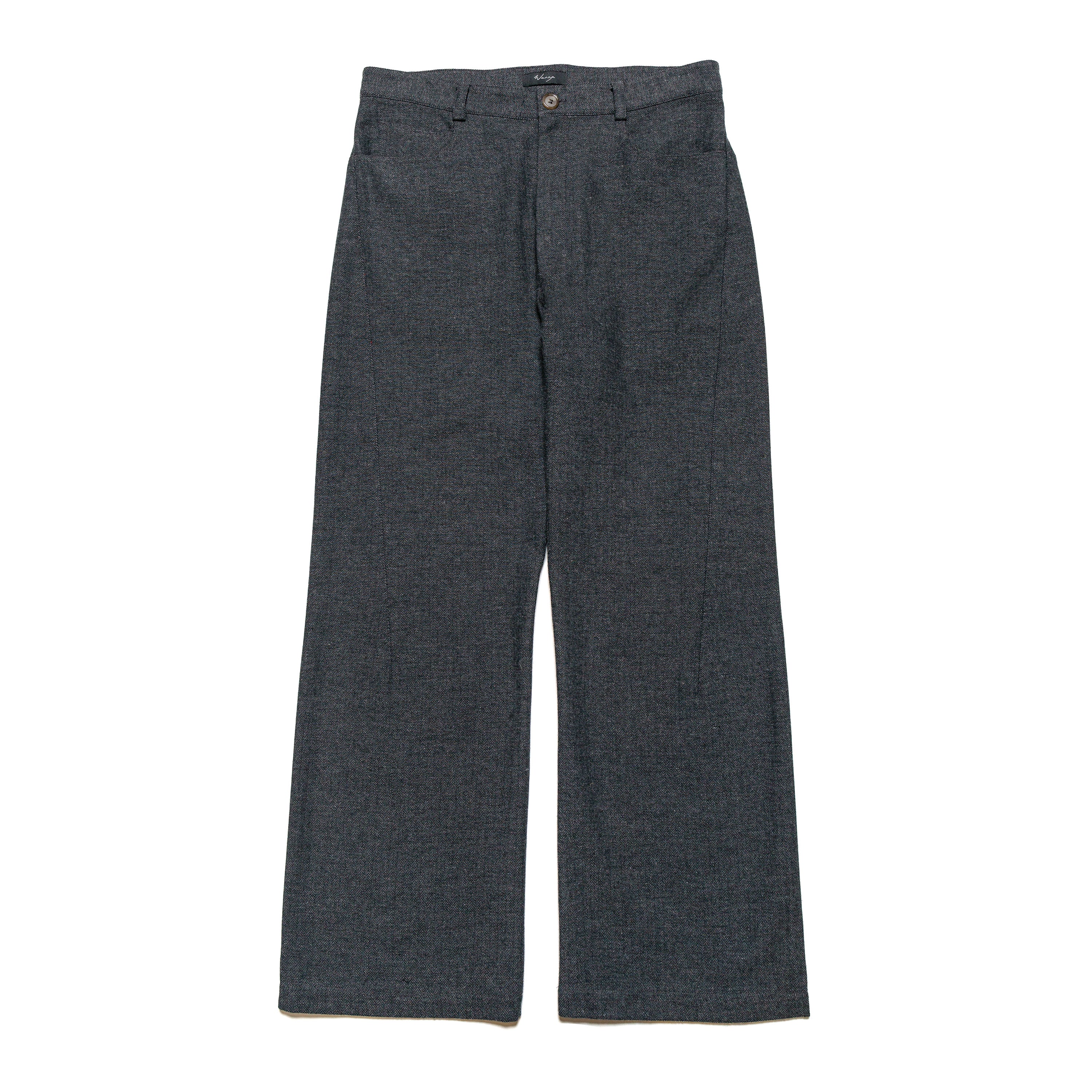 Darted Straight Leg Pant Cotton Wool Herringbone Grey - PREORDER