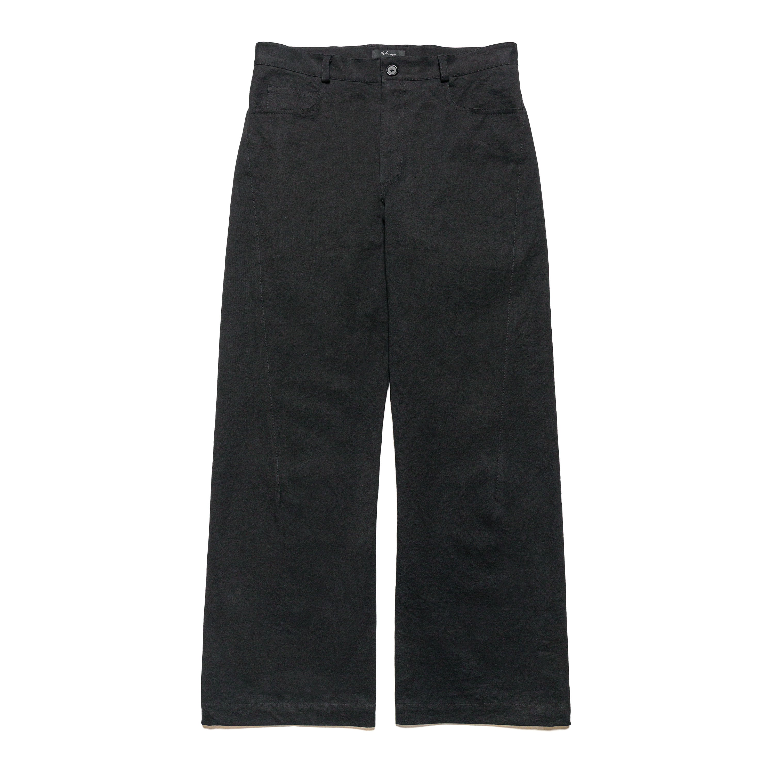 Darted Straight Leg Pant Washed Cotton Black - PREORDER