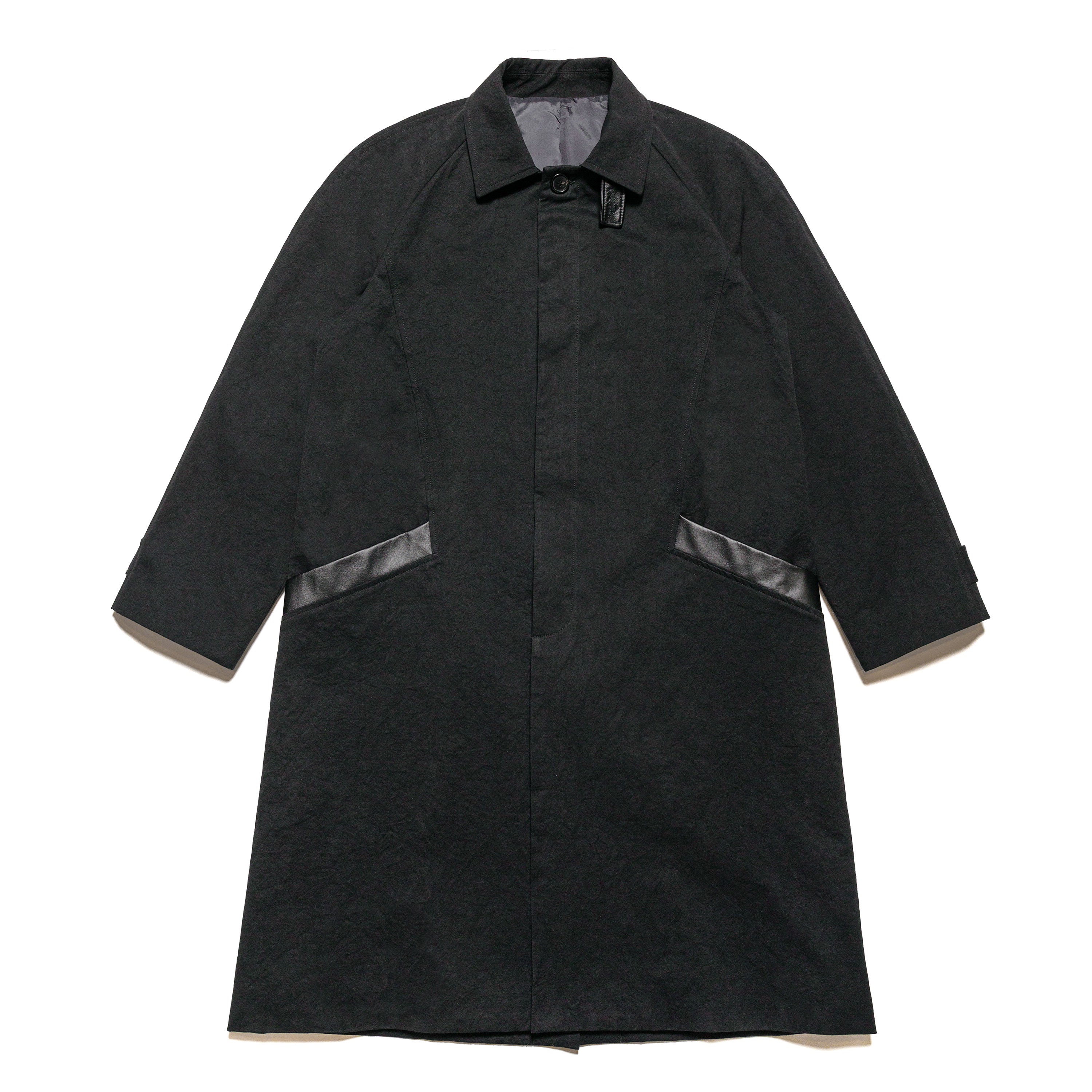 Raglan Overcoat Washed Cotton Black - PREORDER