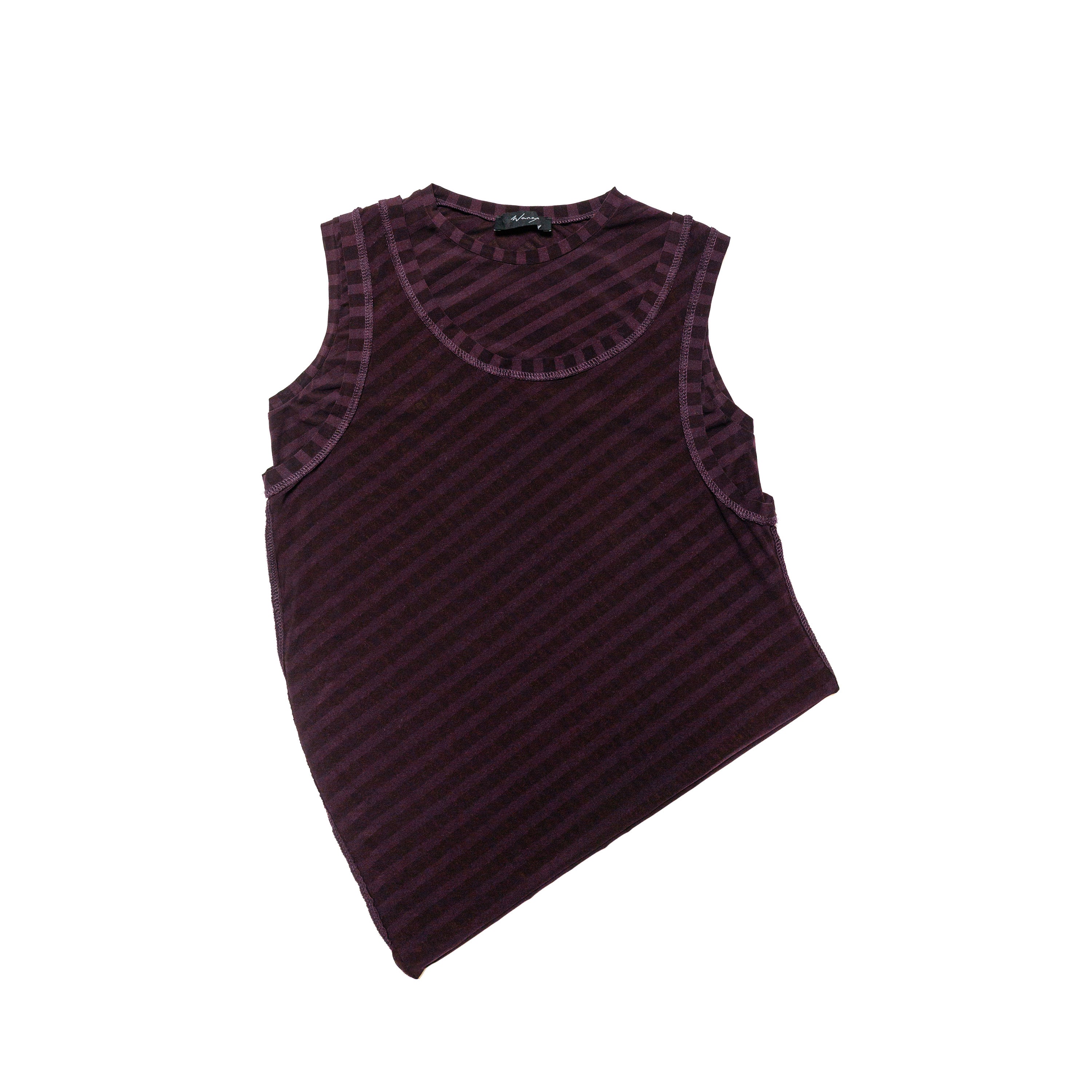 Double Layered Tank Jersey Stripe Prune - PREORDER