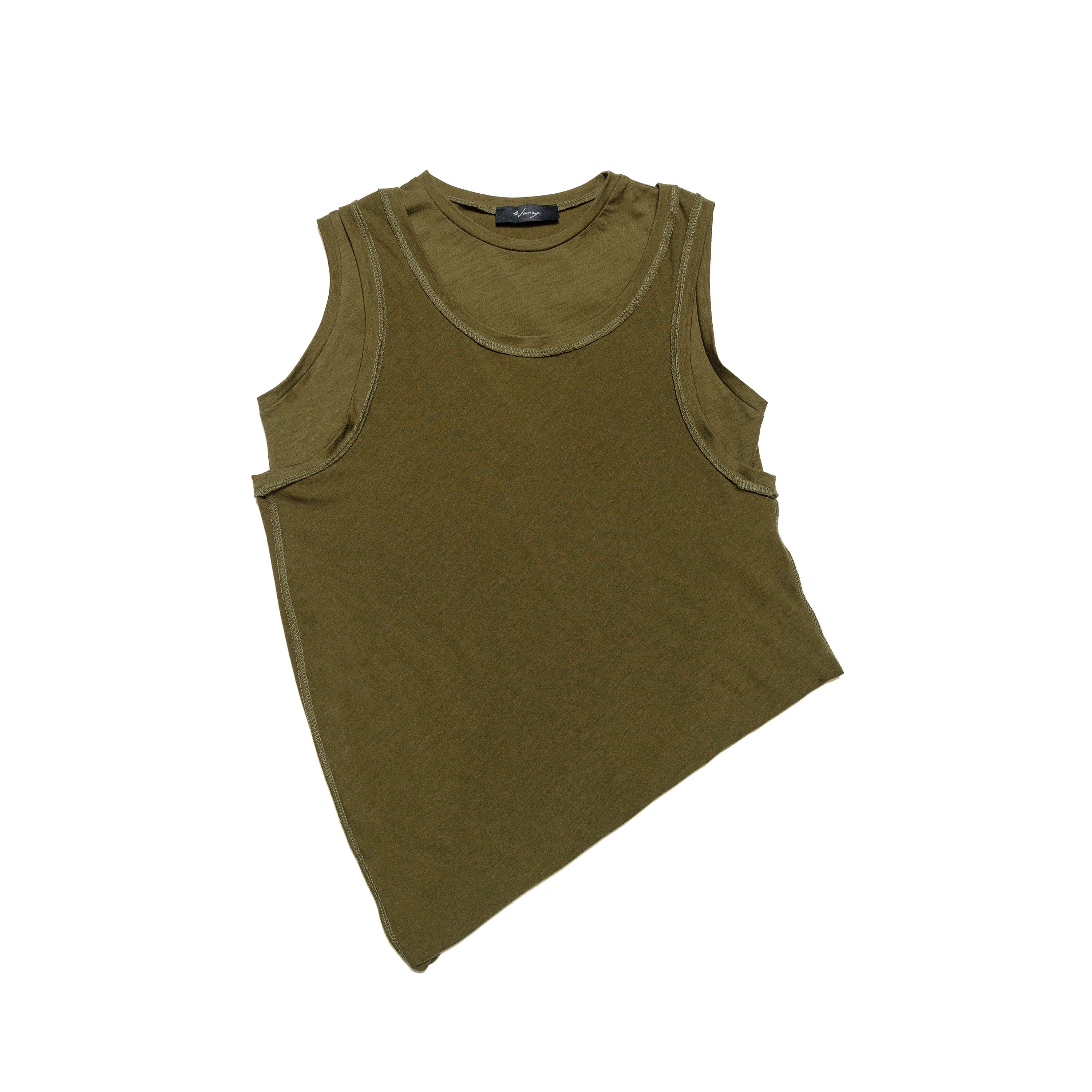 Double Layered Tank Merino Wool Olive - PREORDER