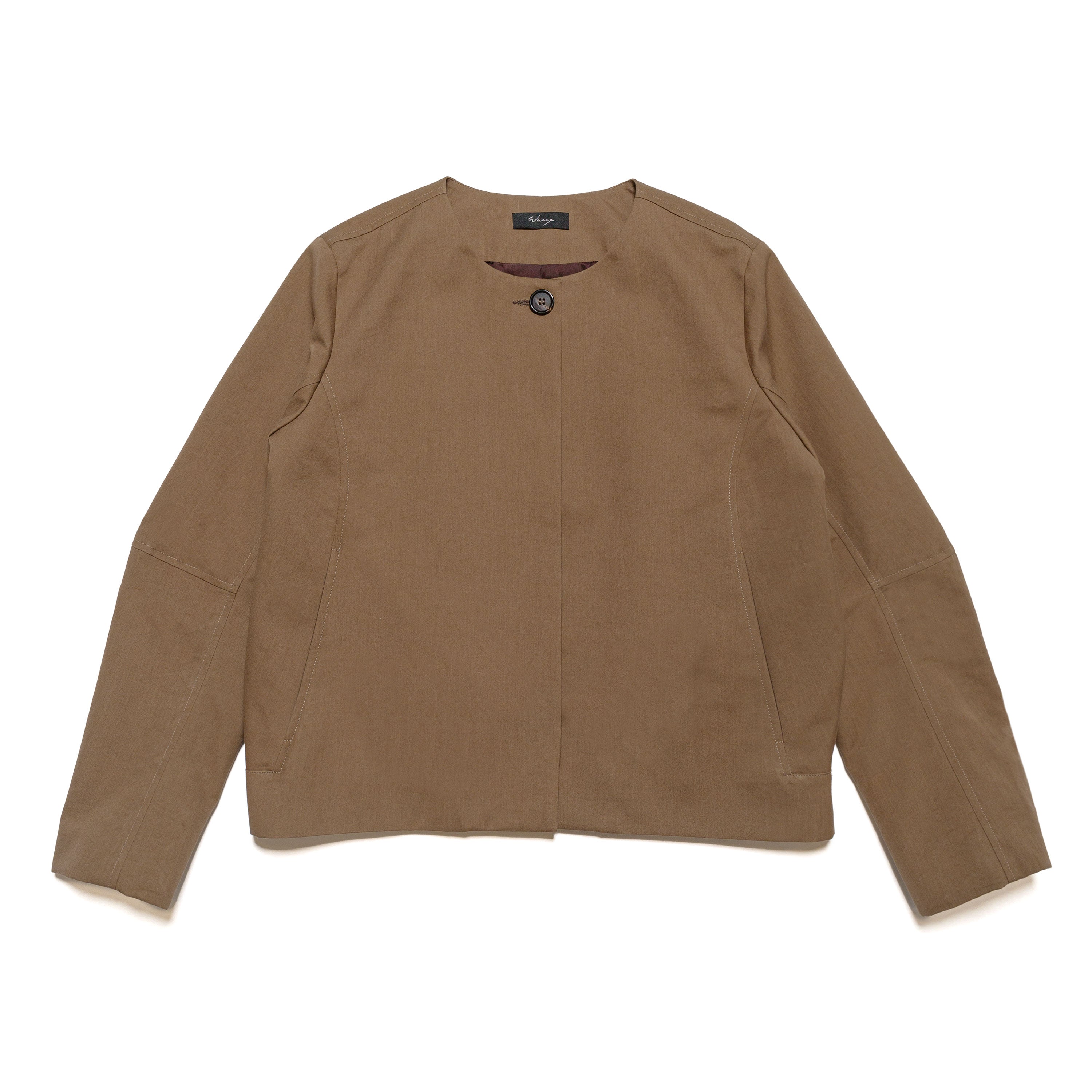 Collarless Jacket Cotton Silk Cognac - PREORDER