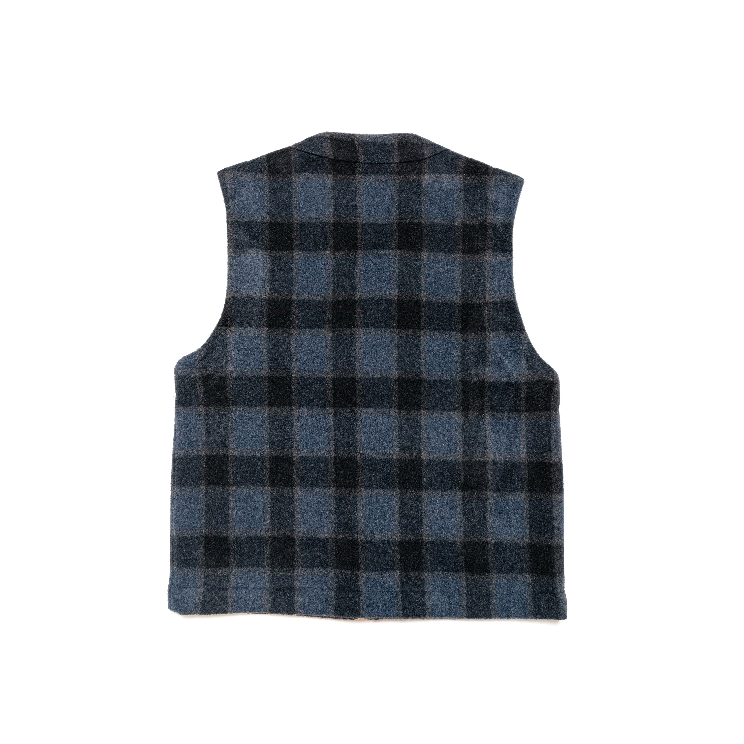 V-Neck Utility Vest Brushed Wool Plaid - PREORDER