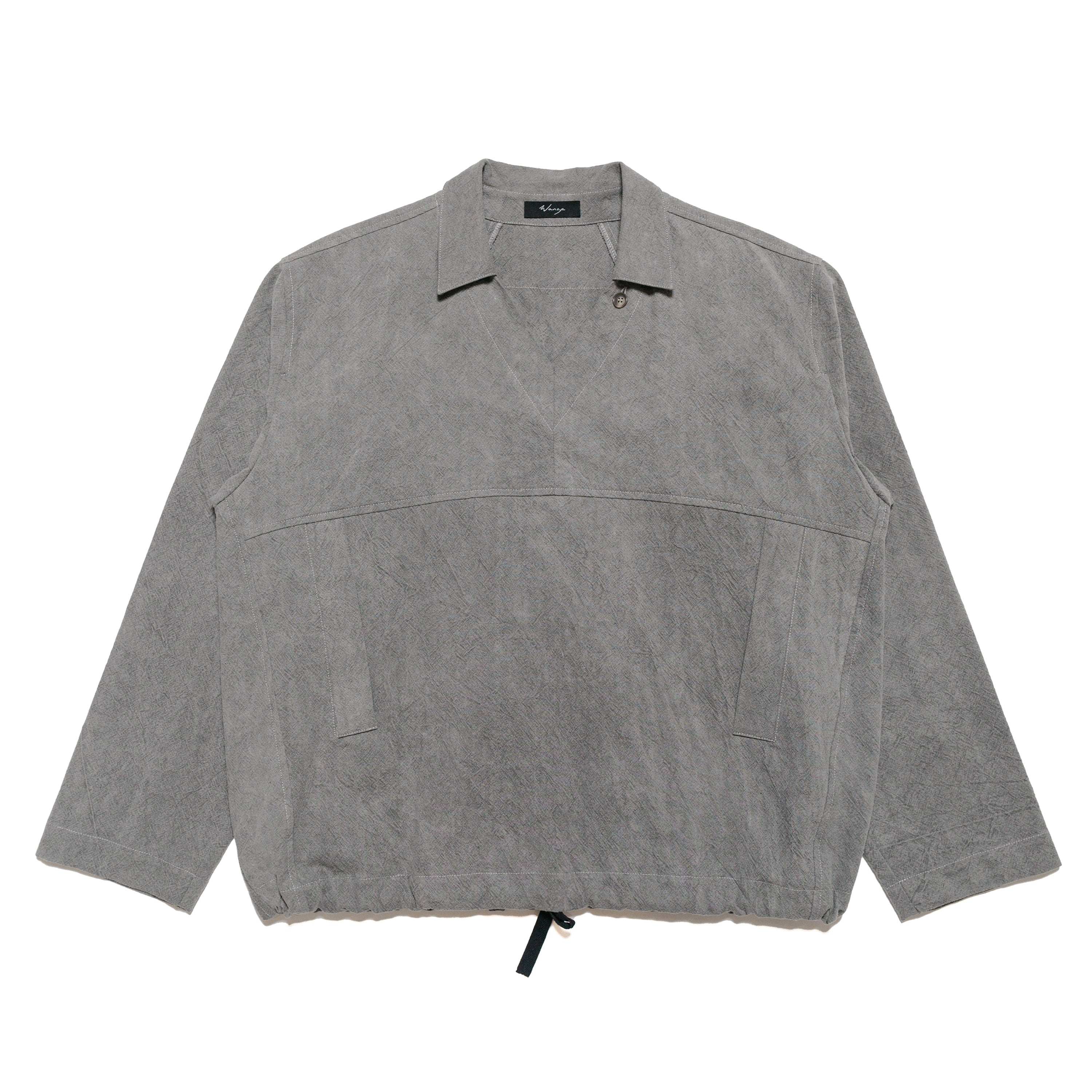 V-Neck Work Smock Cotton Linen Ramie Light Charcoal - PREORDER