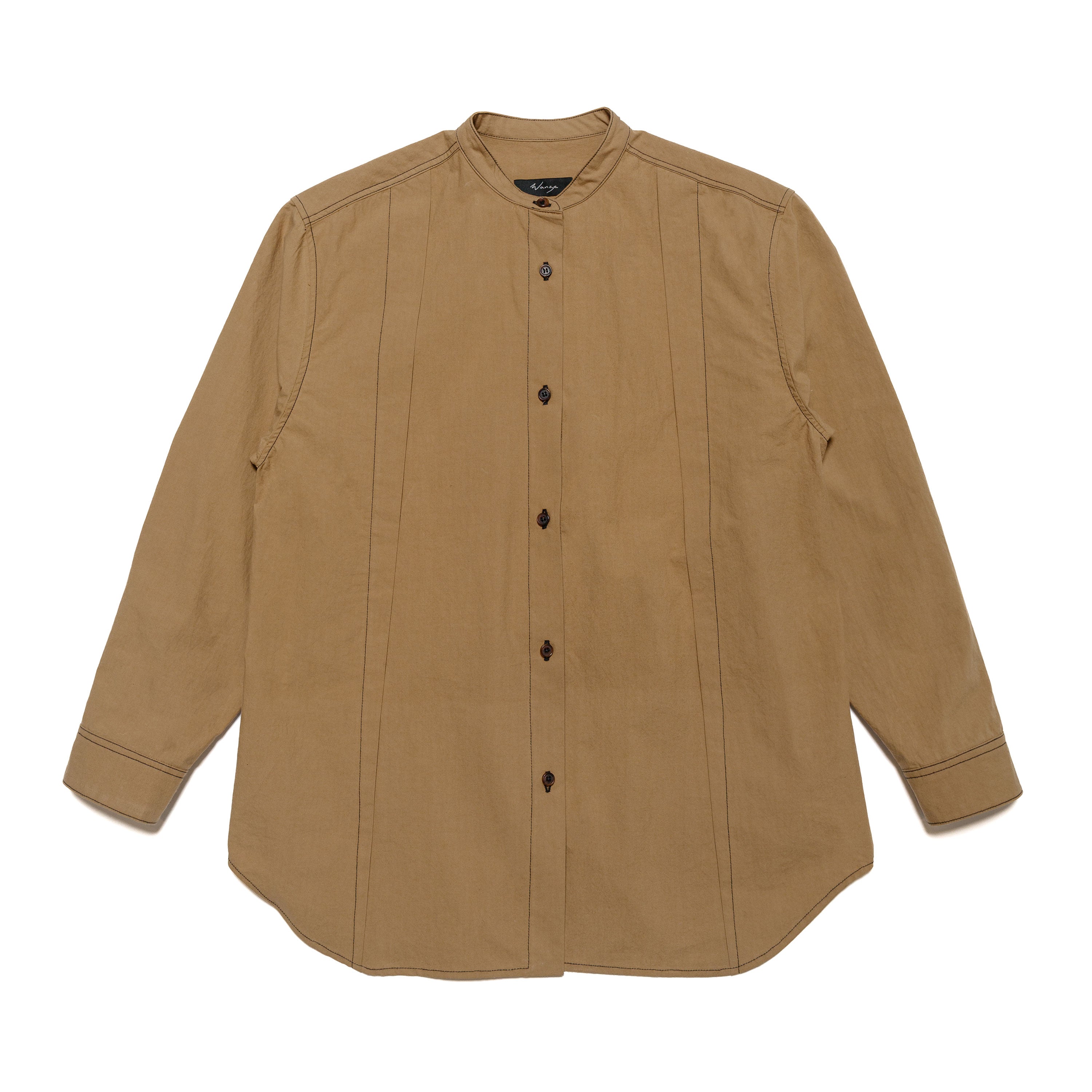 Pleated Cinch Shirt Typewriter Cotton Sepia - PREORDER