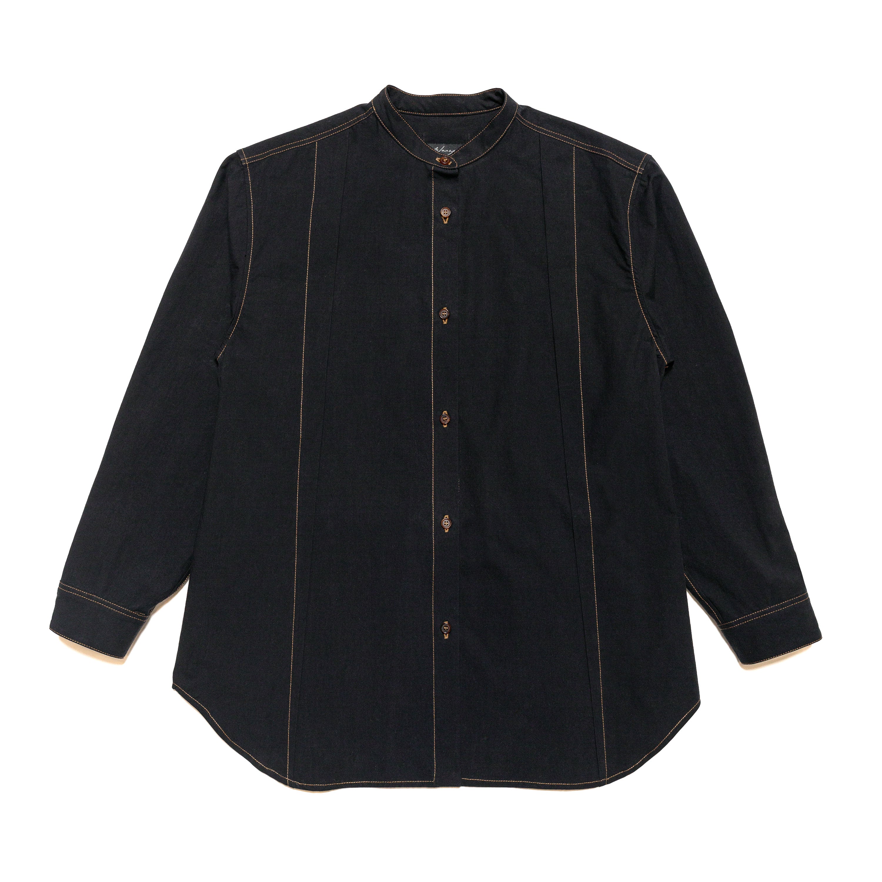 Pleated Cinch Shirt Typewriter Cotton Black - PREORDER