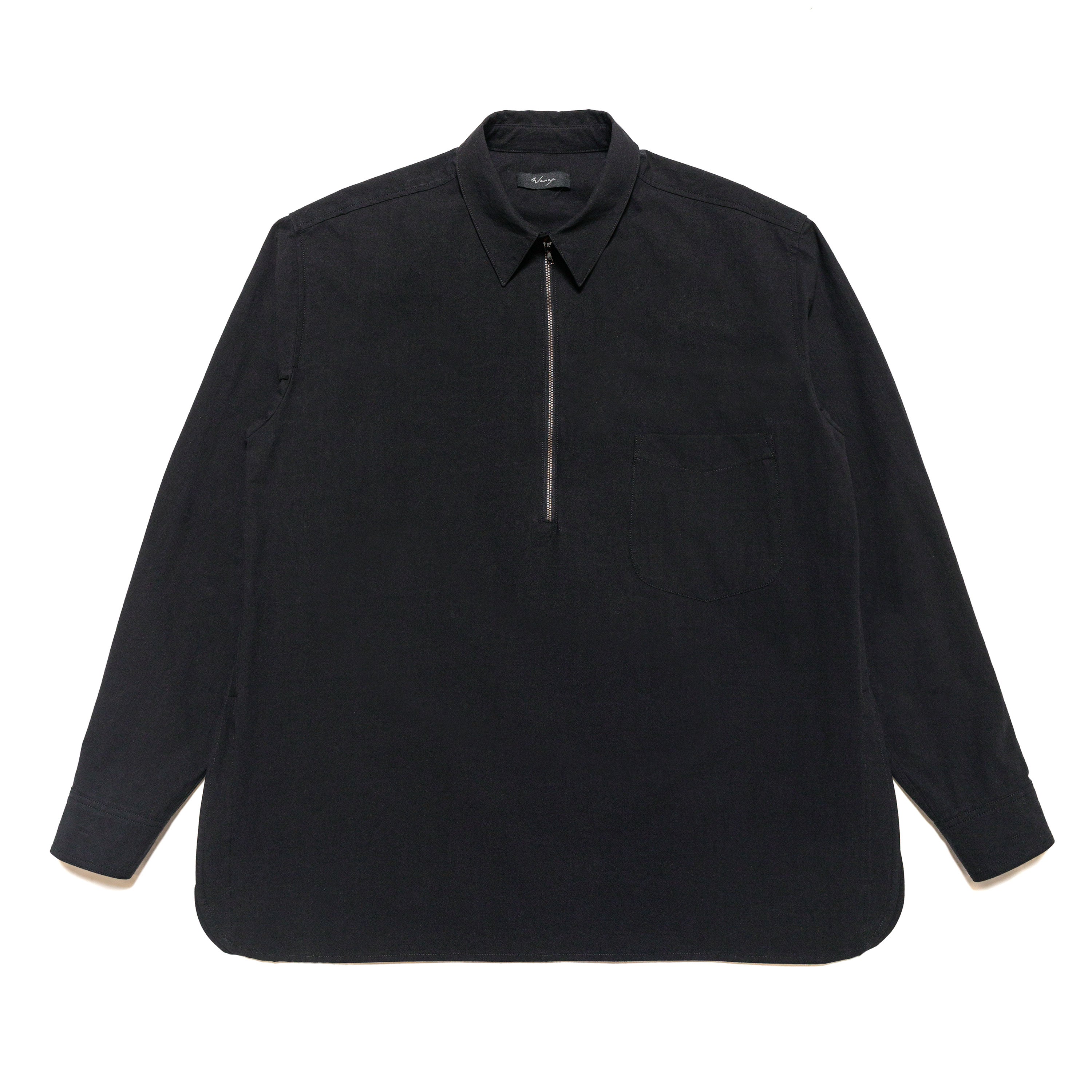 Half Zip Shirt Typewriter Cotton Black - PREORDER