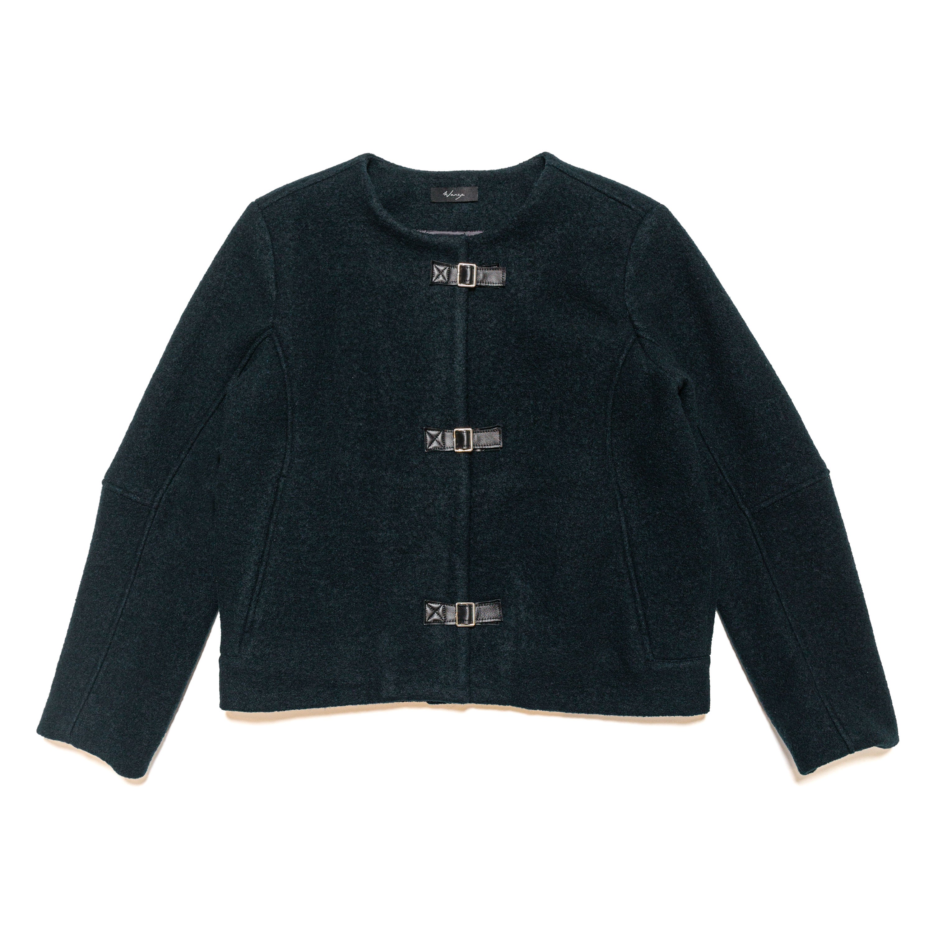 Collarless Jacket Wool Bouclé Navy - PREORDER