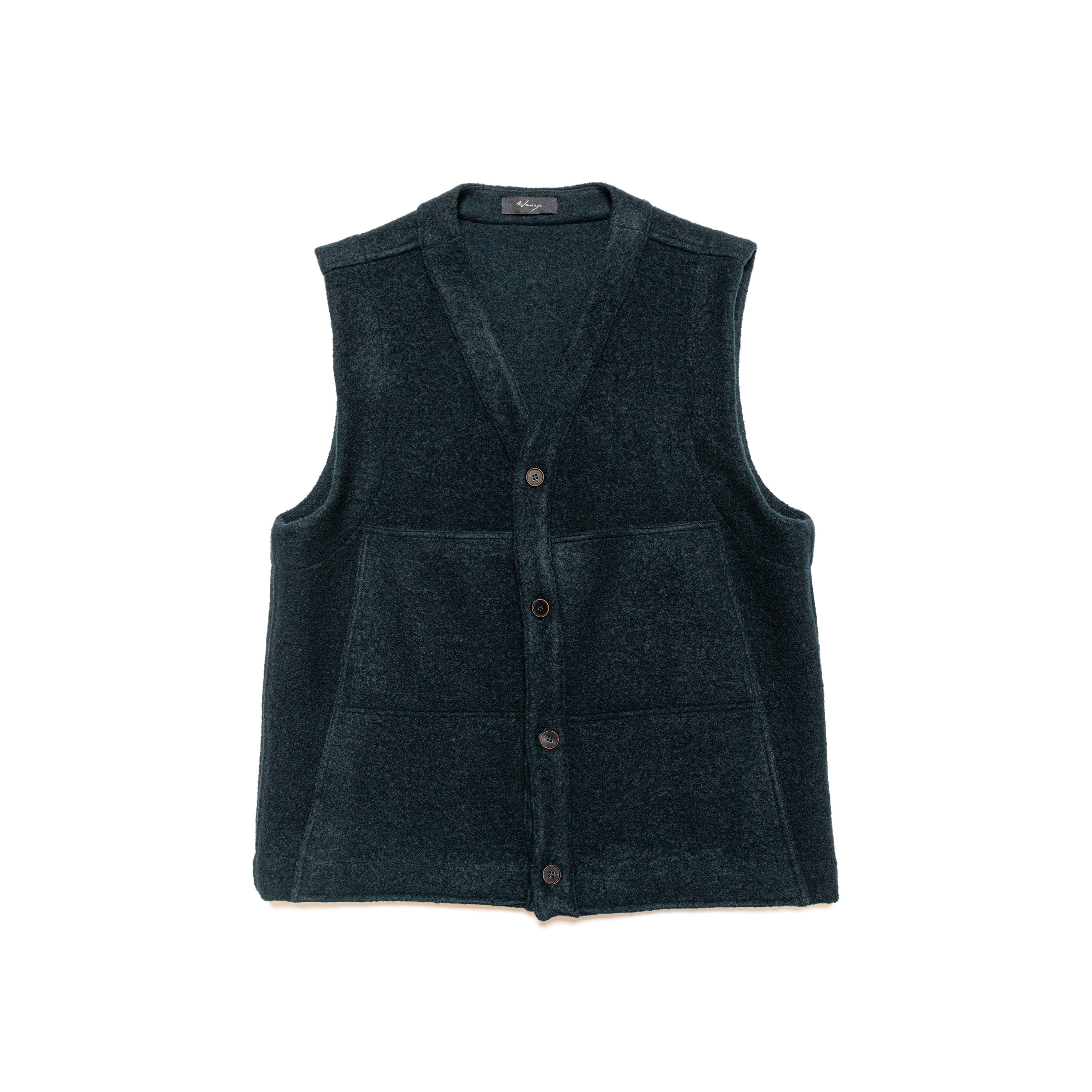 V-Neck Utility Vest Wool Bouclé Navy - PREORDER