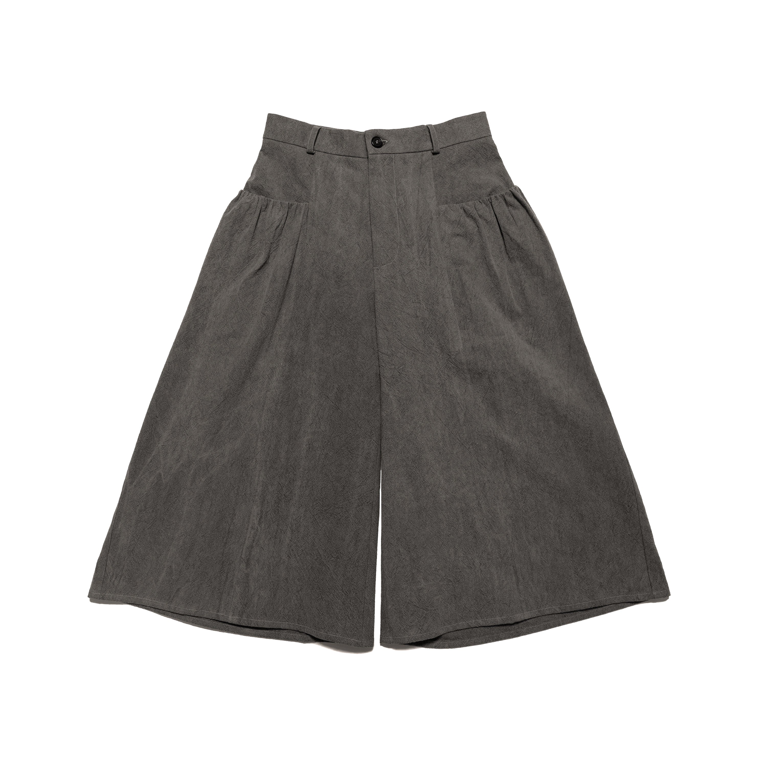 Gathered Wide Leg Culotte Cotton Linen Ramie Dark Charcoal - PREORDER